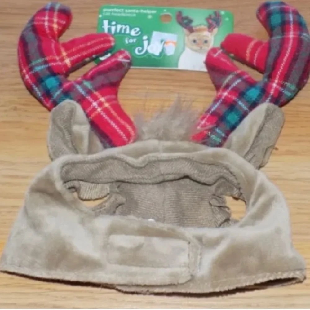 One Size Time For Joy Purfect Santa Helper Holiday Cat Reindeer Antler Headpiece
